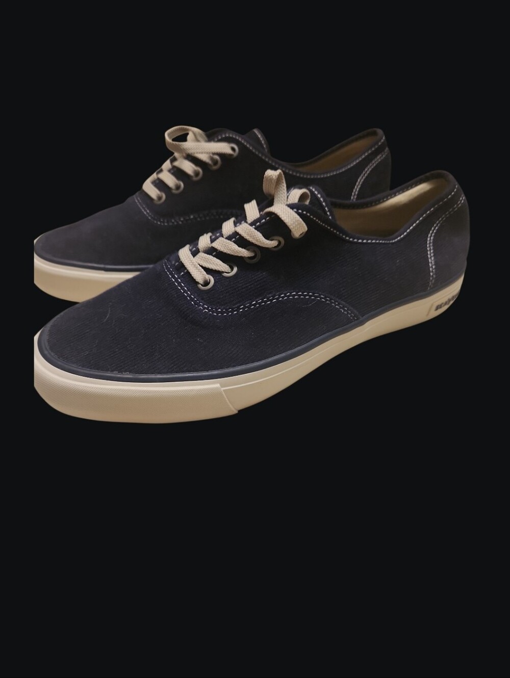 SeaVees Men’s Navy Corduroy Low-Top Sneakers with Cream Accents, Worn Once!